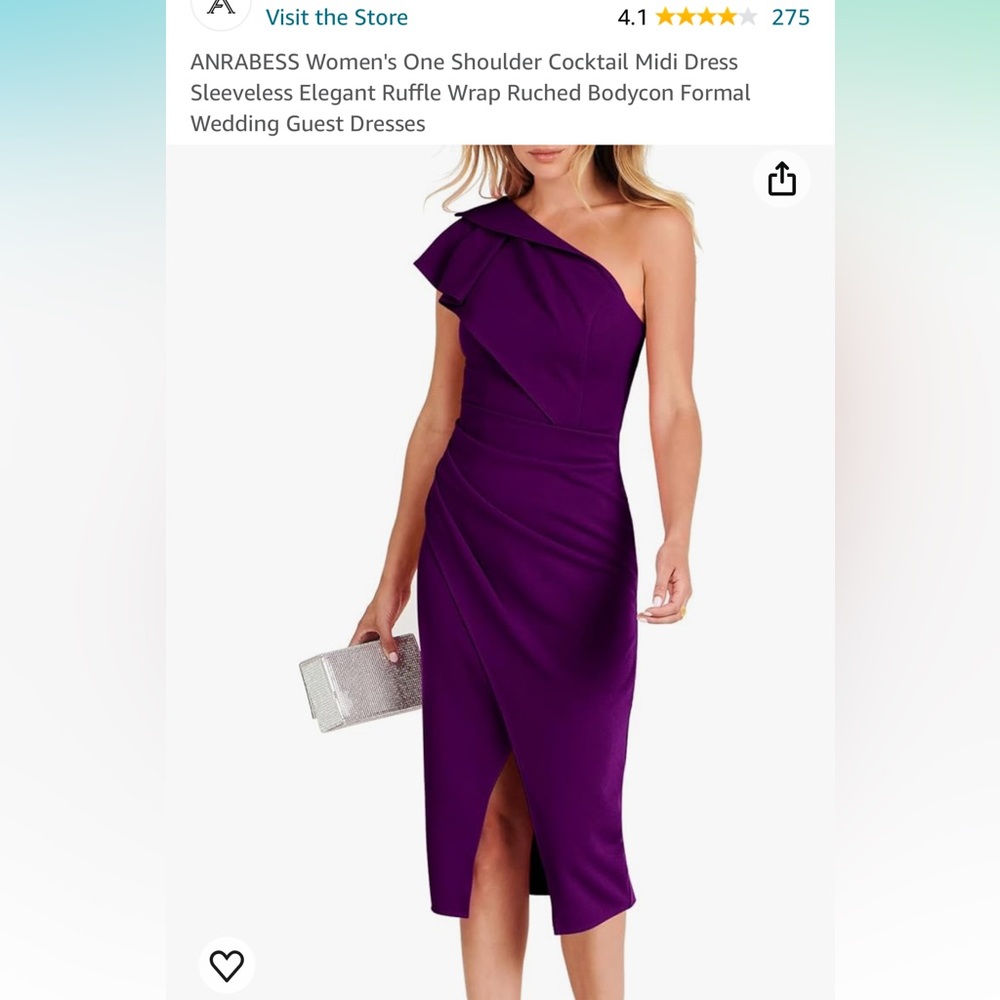 Purple One Shoulder Cocktail Dress